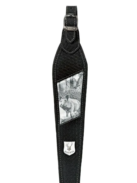 Tracolla carabina in pelle effetto carbonio R2131